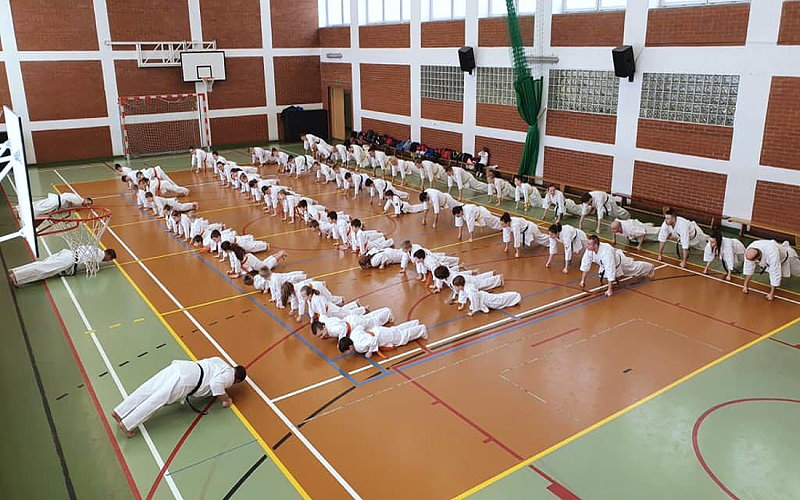 Zawodnicy podczas treningu karate kyokushin